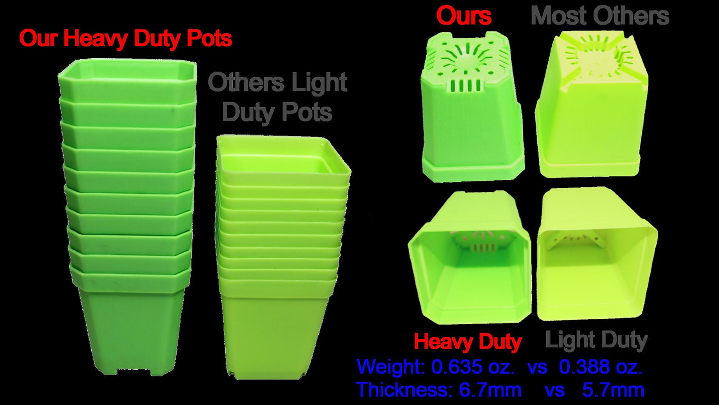 Nursery Flower Pots 3 Inch Square Heavy Duty 10 pcs.