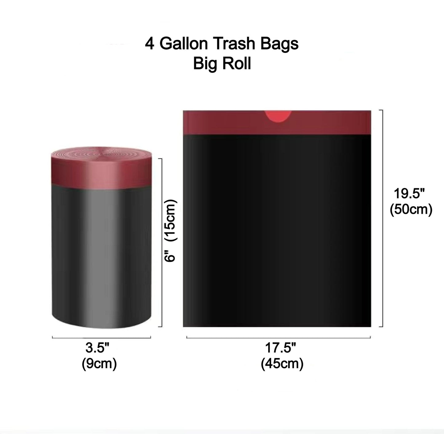 Trash Bags 4 Gallon Drawstring Big Roll 180 Bags